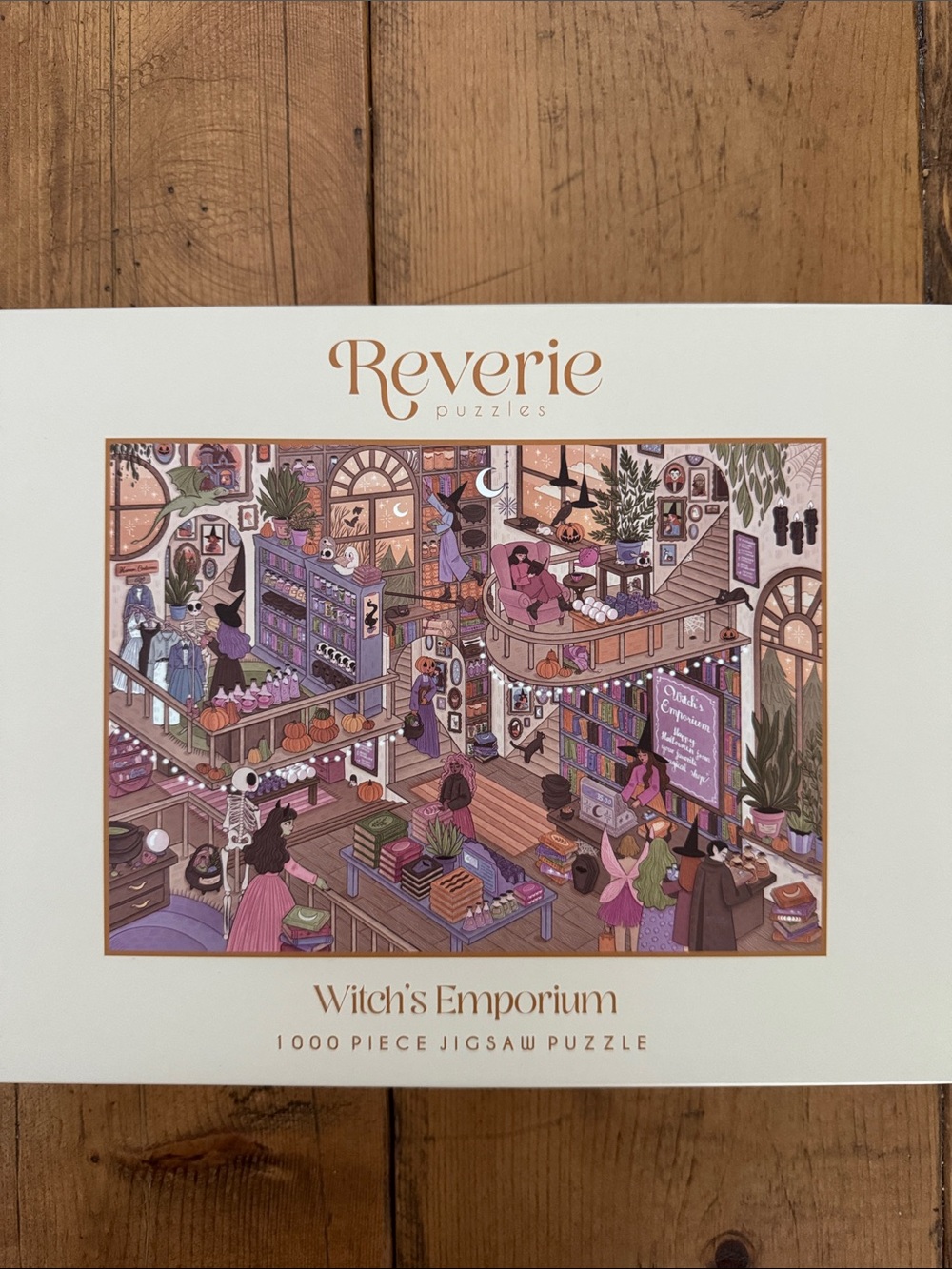 villager Witch's Emporium Puzzle - Pink, Purple & Brown Illustration